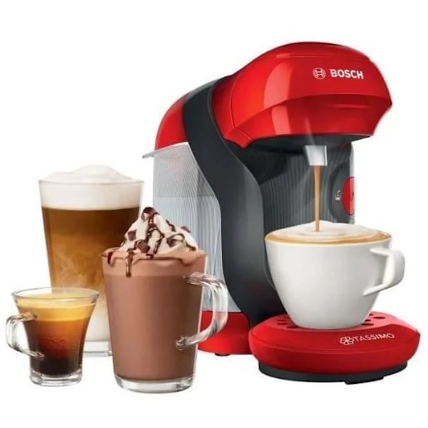 BOSCH TAS1103 Tassimo Red multidrik-maskine - Tryk 3,3bar - Vandtankkapacitet 0,7l Röd