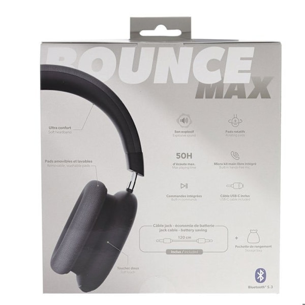 T’NB Bounce Max - Langaton Circum-aural Kuulokkeet Uusi Versio, Mukava ja Peittävä, Bluetooth-yhteydellä - Musta