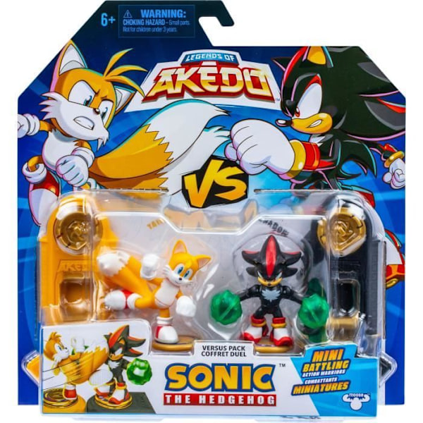 Duo af Figurer Tails vs Shadow - MOOSE TOYS - AKEDO - Hurtig kamppakke, 2 figurer og controllere inkluderet Svart
