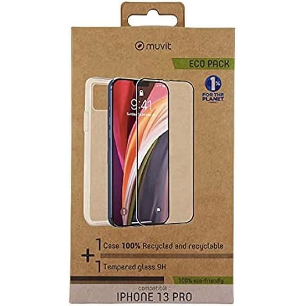 Funda - MUVIT FÖR FÖRÄNDRING - MCPAK0059 - Härdat glas - Kompatibel med iPhone 13 Pro - Optimal skydd