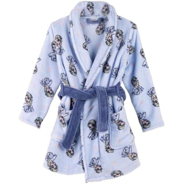 Frosset børnebadekåbe - Disney - Coral polyester morgenkåbe - Elsa print - Bælte medfølger Blå