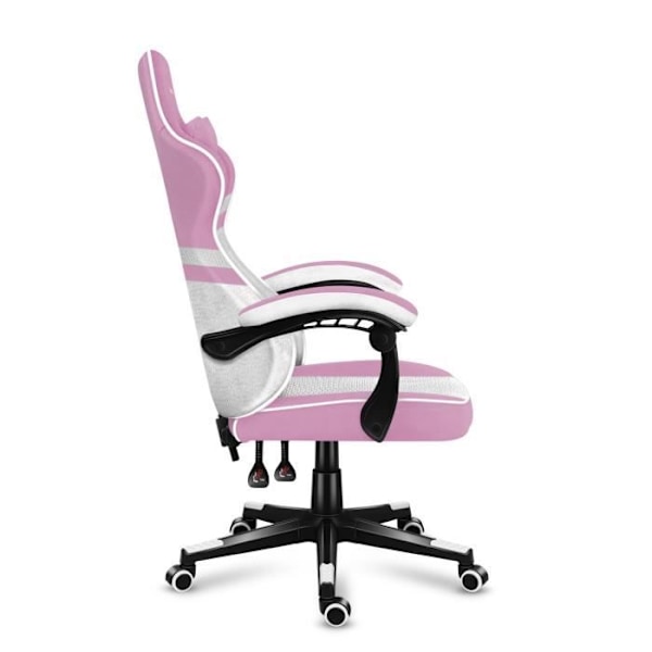 Pelaajatuoli - HUZARO - Force 4.4 - Vaaleanpunainen ja valkoinen - Ergonominen - Pehmustetut käsinojat rosa och vitt