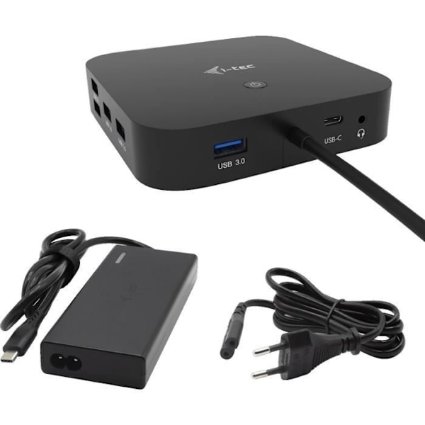 i-tec - USB-C 2x4K -telakointiasema, jossa 65 W PD-virtalähde
