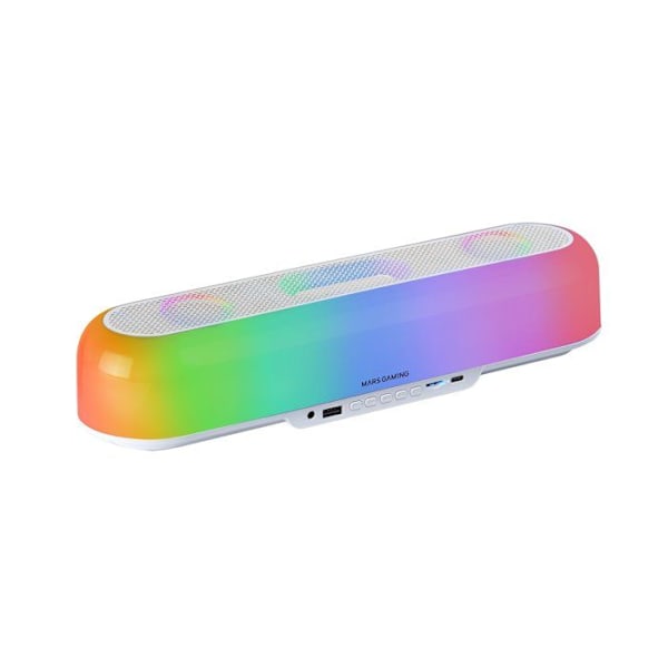Mars Gaming MSB-ORB, 20W bärbar högtalare och soundbar, Orbilight RGB 360, trippeldrivrutin, Bluetooth 5.3/MicroSD/AUX/FM, vit Vit