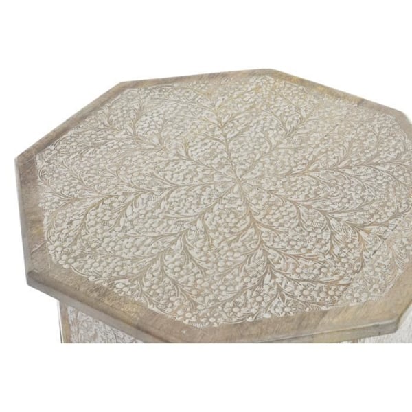 brunt hvidt sidebord mangotræ (49 x 49 x 53,5 cm)
