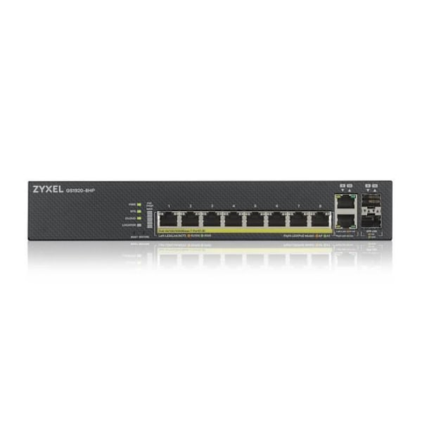 Ethernet-kytkin - ZYXEL - GS1920-8HPV2 - 8 Porttia - PoE - Modulaarinen - Toimistokäyttöön