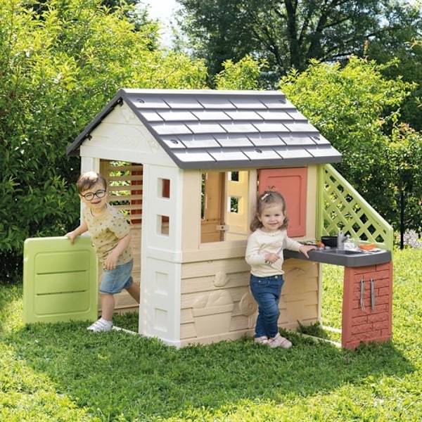 SMOBY Naturhus + Køkken Smoby Liv materiale genanvendt
