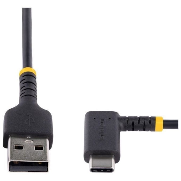 StarTech.com 2m USB A till USB C-kabel - Svart USB C-laddningskabel - Robust aramidfiber - USB-C 2.0-3A snabbladdare