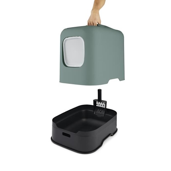 ROTHO - Kissan wc talo 51 x 39 x 40 cm - hiekkalaatikko - Vert de Gui mistel grön