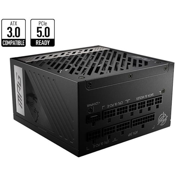 Strømforsyning PC - MSI - 306-7ZP7C11-CE0 - MPG A1000G PCIE 5 - ATX 3.0 - 80+ Guld