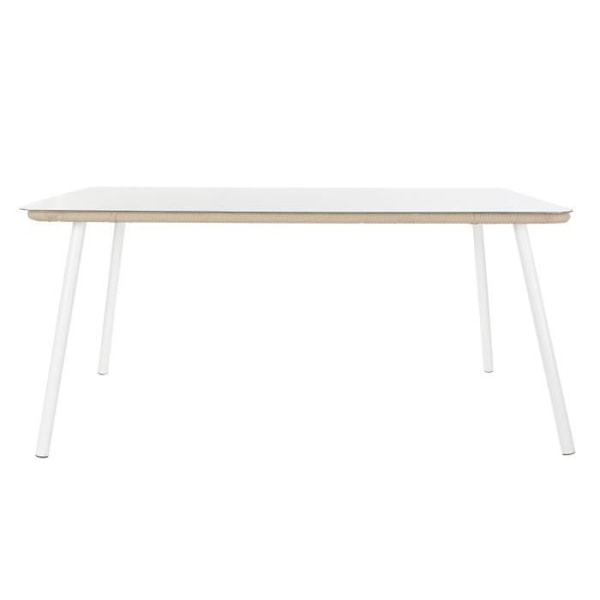 beige bord + stolesæt glas polyester aluminium reb (160 x 90 x 75 cm) (7 stk)