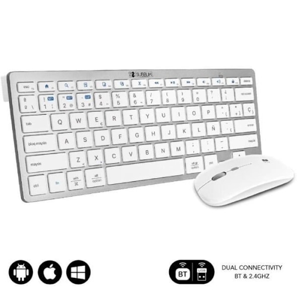 Teclado y Ratón Inalámbrico Subblim OCO010 Combo Multidispositivo Compacto/ Plata Argent