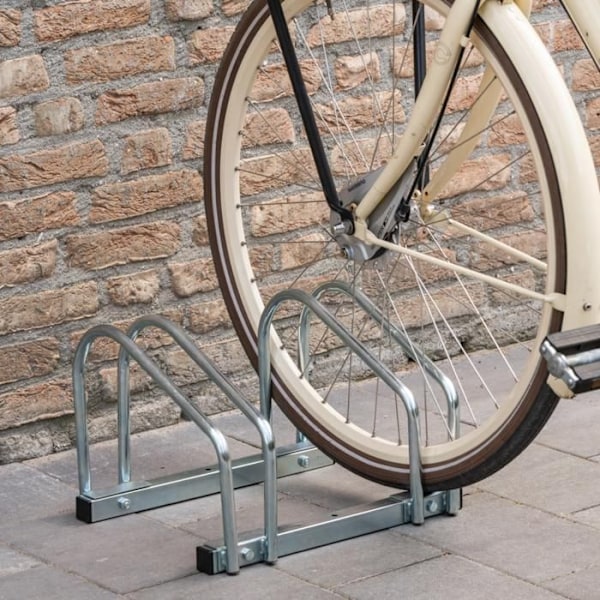 Cykelholder - Dunlop - Vægmodel - Aluminium - 2 cykler - Sølv pengar