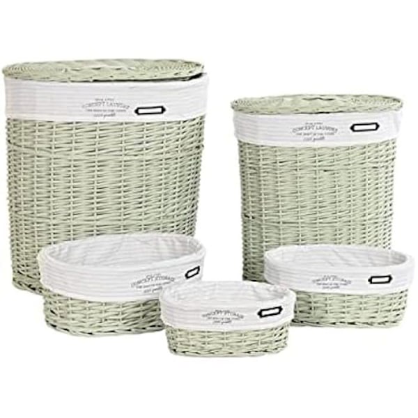 Korgsats - DKD Home Decor - Standard - Polyester - Wicker - Grön grön