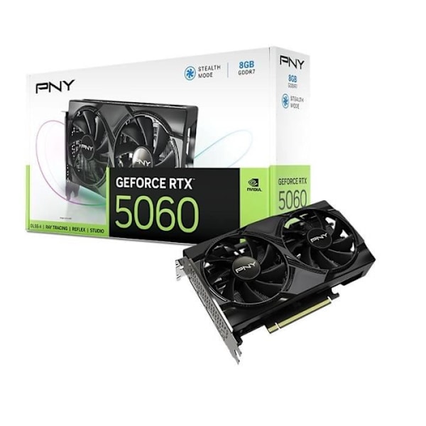 PNY - Grafikkort - GEFORCE RTX™ 5060 - 8GB - Dual Fan - DLSS 4 Sort