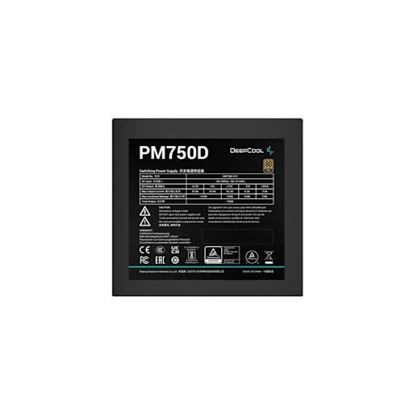 Strømforsyning PC - DEEPCOOL - PM750D - 750W - 3x PCIe - Inkluderet kølesystem Sort