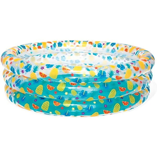 Lasten puhallettava allas - Bestway - Läpinäkyvä Tropical Play - Pyöreä - 170x53 cm - Kestävä vinyyli - Monivärinen Flerfärgad