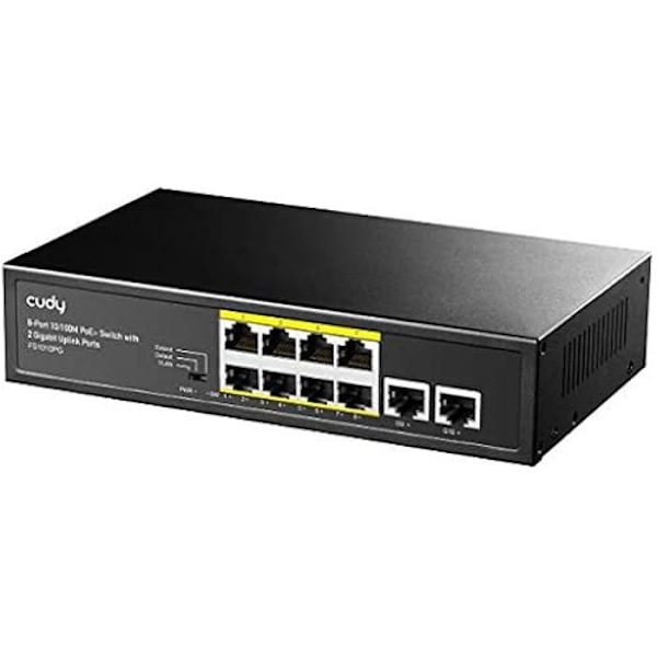 PoE+ kytkin - CUDY - FS1010PG - 8 Porttia 10/100Mbps - 2 Gigabit Uplink - 120W musta