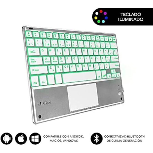 SUBBLIM Trådløst Bluetooth Keyboard - SMBT50 - Sølv - Hotkey Funktion
