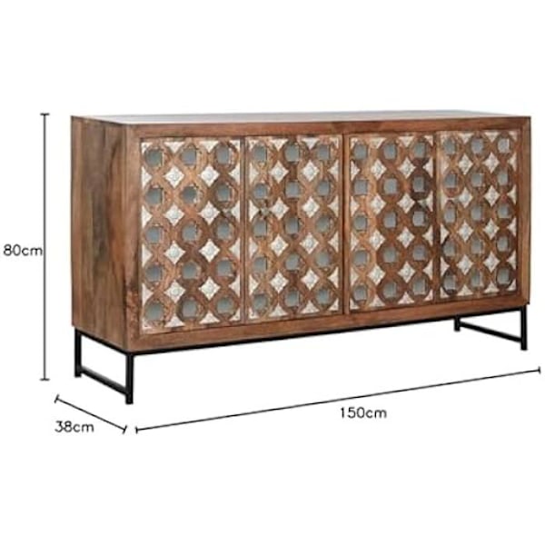 Skænk - HOME ESPRIT - Brun Sort Sølv - 150 x 38 x 80 cm - Lav skænk - Spisestue Flerfärgad