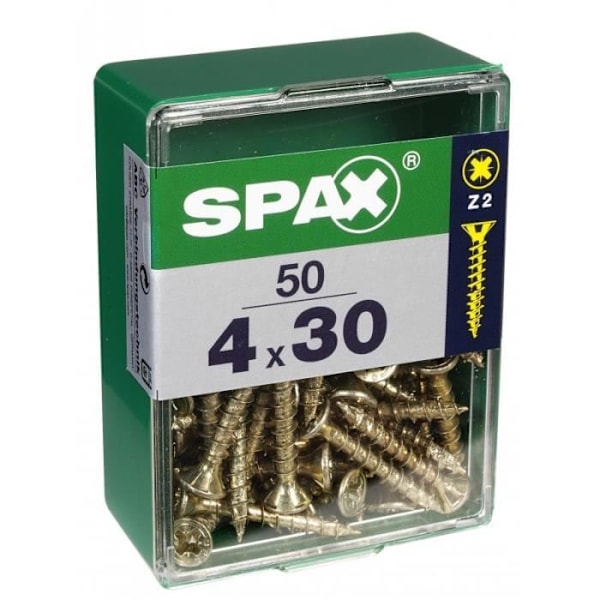 Vis - SPAX - Fræset hoved - Diam. 4 mm - Længde 30 mm - Pakke med 50