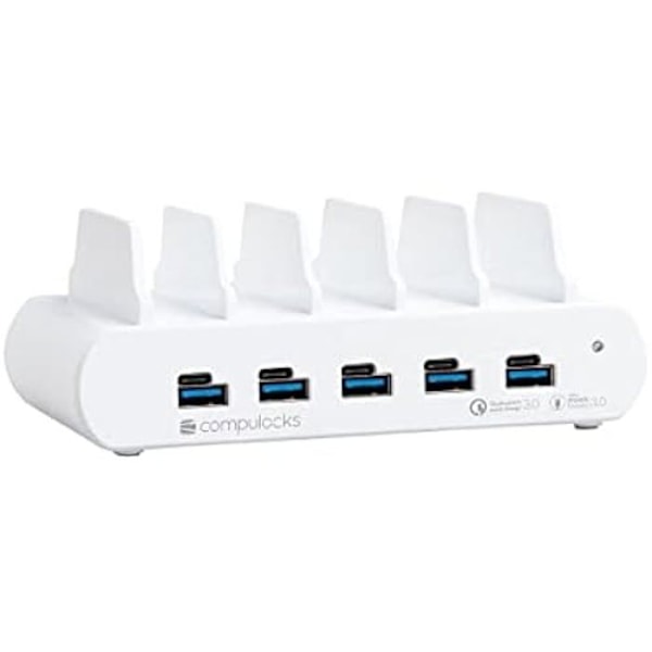 COMPULOCKS - DC/POS 5 Port USB og USB-C Multiple Tablet Ladestation Hvid