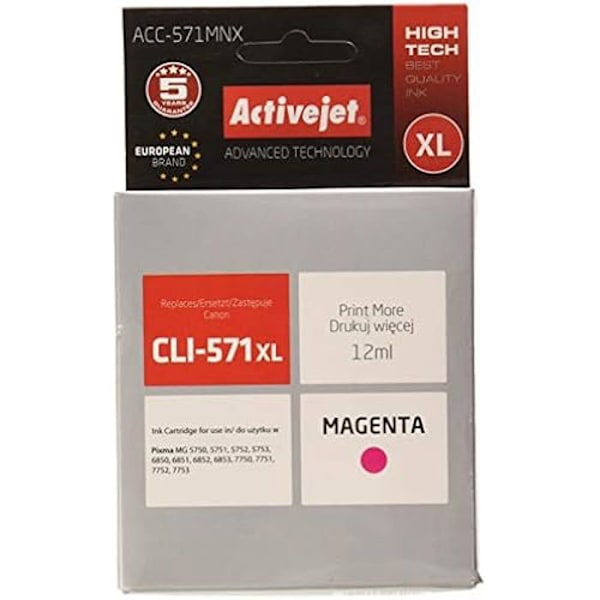 Activejet ACC-571MNX Mustekasetti 1 kpl Yhteensopiva Korkea tuotto (XL) Magenta