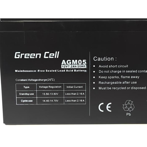 AGM VRLA Green Cell 12V 7,2Ah Strömbatteri