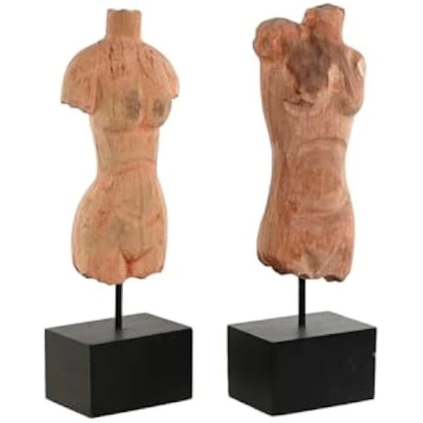 Dekorativ figur - HOME ESPRIT - Sæt med 2 - Brun Sort - 13 x 9 x 40 cm - Blandet Flerfärgad