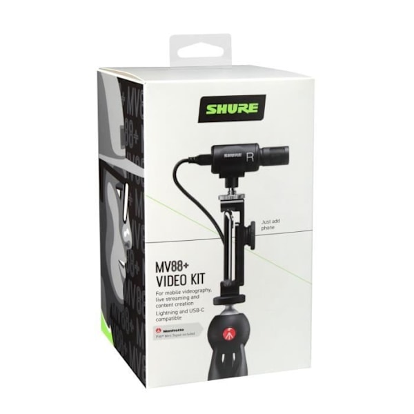 SHURE MV88+DIG-VIDKIT - Streaming - Stereo digital kondensatormikrofon til Apple og Android