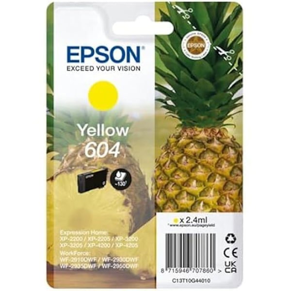 Blækpatron - EPSON - 604 - Gul - Inkjet - Kompatibel med Epson-printere