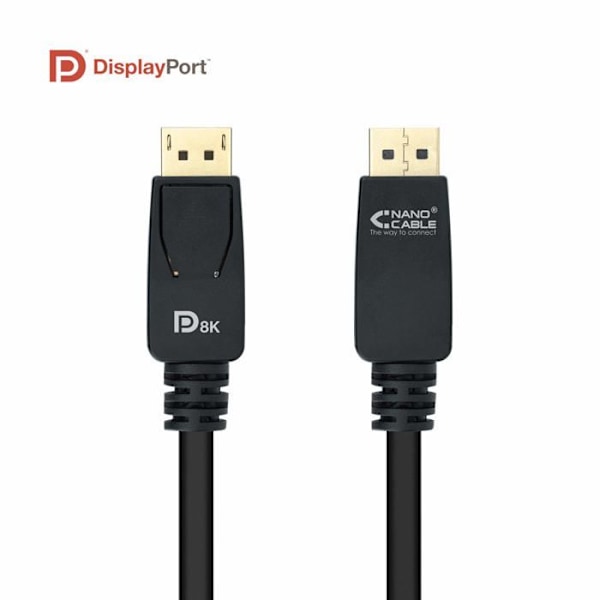 DISPLAYPORT 1.4 KABEL - NANO KABEL - 3,0 meter - Opløsning op til 8K ved 60 Hz - HDR-kompatibel - Sort