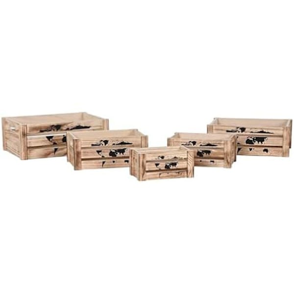 Dekorative æsker - HOME ESPRIT - Sæt med 5 - Paulownia træ - Flerfarvet - 39 x 28 x 14,5 cm Flerfärgad
