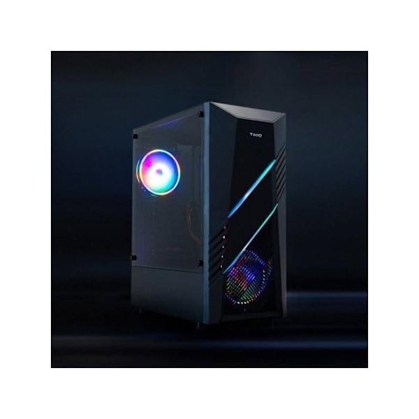 TOOQ TQGCC102-B - "Biohazard" ATX/Micro-ATX/Mini-ITX Mid-Tower Gaming-taske, hærdet glas, frontpanel med RGB, farve