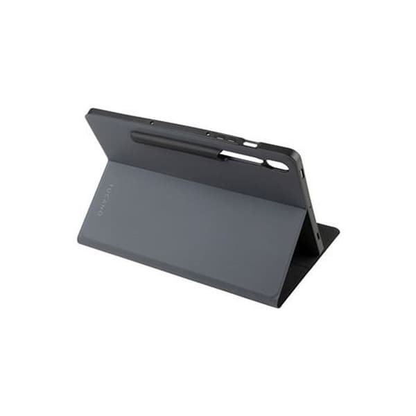 Tablettfodral - TUCANO - Samsung Galaxy S9+ och S9 FE+ - Gummi - Fällbart stöd - Styvt skydd Mörkgrå