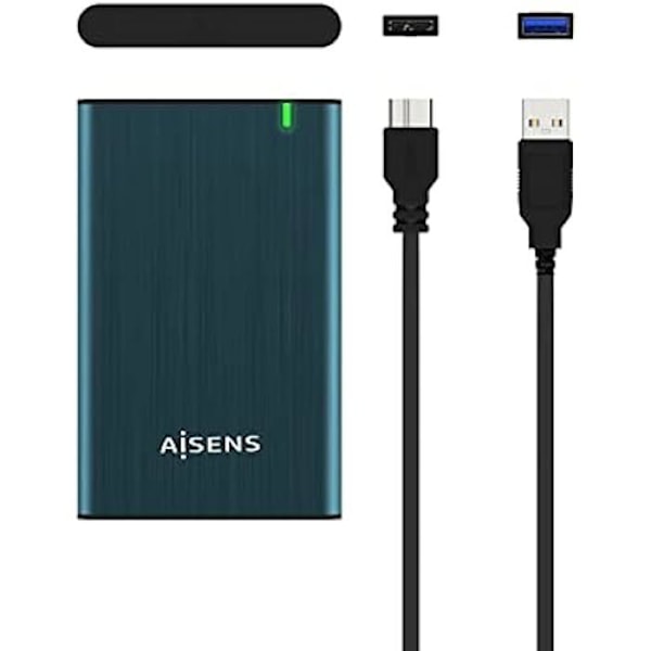 Eksternt kabinet til 2,5" SATA A USB 3.0/USB3.1 GEN1 harddisk - AISENS - ASE-2525PB - Pacific Blue