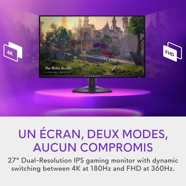 Pelitietokoneen näyttö - ALIENWARE - AW2725QF - 27 tuumaa - 4K UHD 3840x2160 - 360Hz - 0.5ms