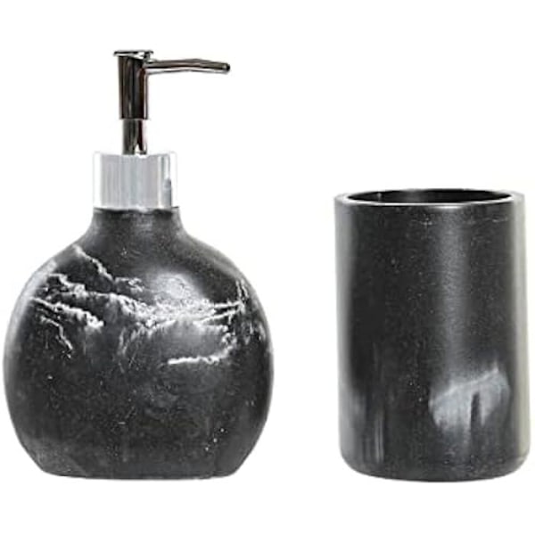 Badeværelsessæt - DKD Home Decor - Sort - Resin - Aluminium - Marmor - Plast Svart