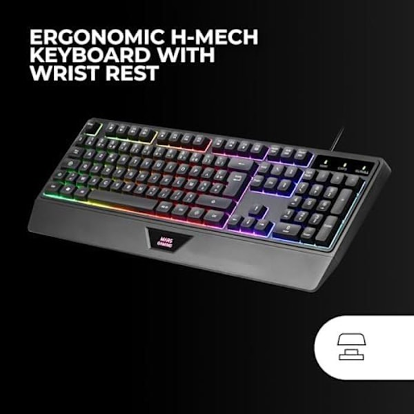 MARSGAMING MCP124, 3 i 1 spelkombination, ergonomiskt H-Mech LED RGB-tangentbord, HUANO 3200 DPI RGB-mus, nanotextilmusmatta