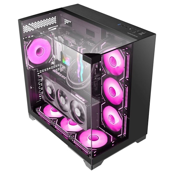 Mars Gaming MC-Vision ATX-kasse med triple hærdet glas, rammefri, dobbelt kammer design, USB 3.0, sort