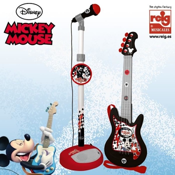 MICKEY Guitar med mikrofon - 4 strenge