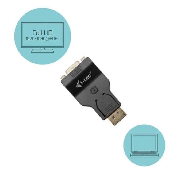 Videoadapteri - I-TEC - DP2VGAADA - DisplayPortista VGA:han - 1920x1080 - Musta