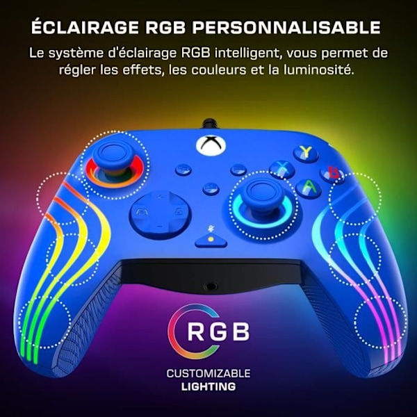Peliohjain - Xbox Series X|S, Xbox One ja PC - Afterglow Wave - RGB - Kaapeli - Sininen - TURTLE BEACH Blå