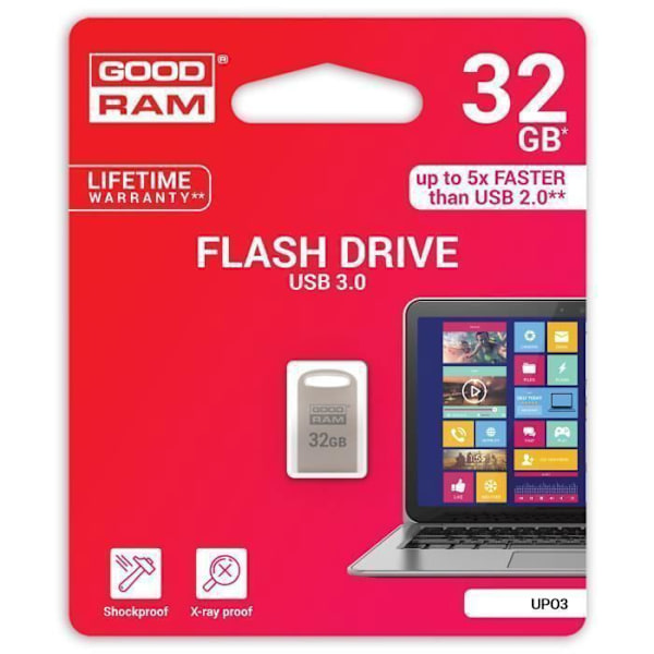 Goodram 32 GB USB 3.0, 32 GB, 3.0 (3.1 Gen 1), USB Type-A-stik, 60 MB-s, Andet, Sølv