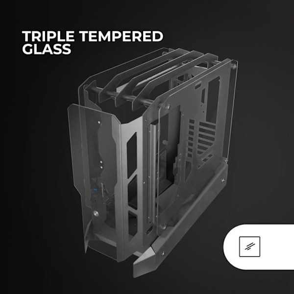 Gaming ATX kabinet - Mars Gaming - MC-EDGE - Open Air design - Triple hærdet glas panel - USB-C og USB 3.0