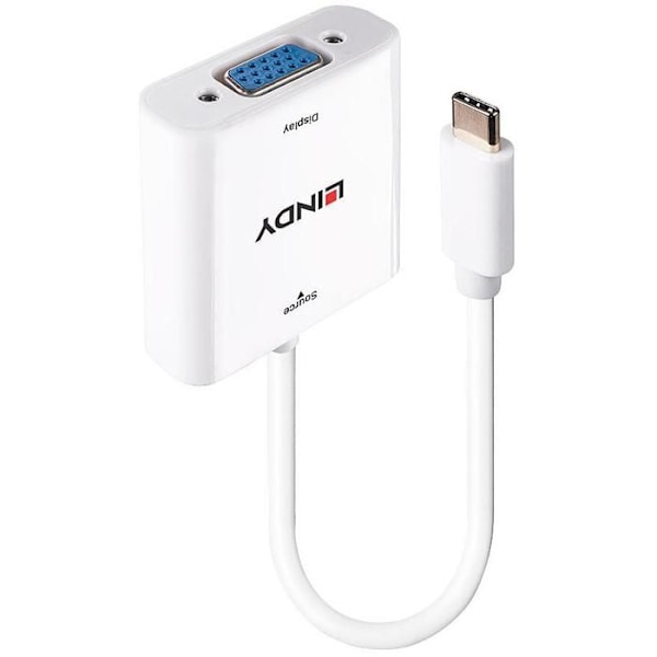 USB type C Converter - LINDY - VGA - Hvid - 2 års garanti - DisplayPort Alternativ Tilstand