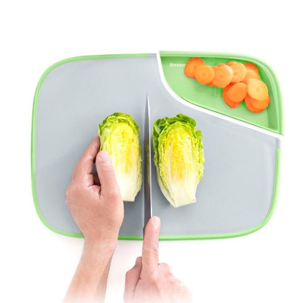 Skærebræt - InnovaGoods - Vendbar - Skridsikker - Multifunktionel - Nem at rengøre vit/grön