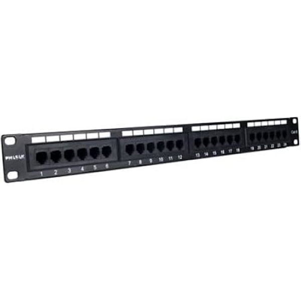 19" patch panel Cat.6 UTP RJ45 Dual 1U - PHASAK musta