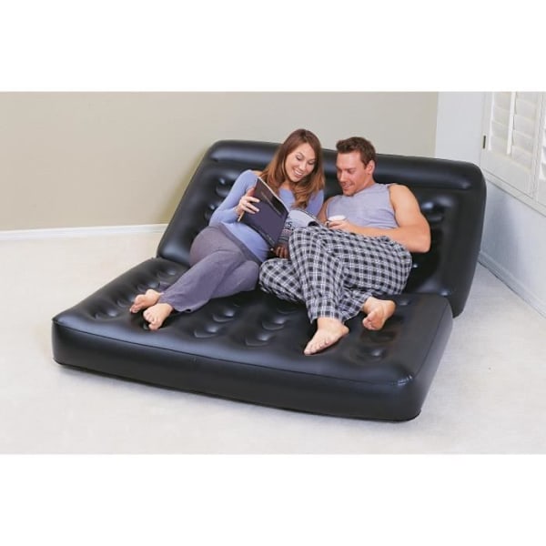 TD® oppustelig sovesofa 152 x 64 x 18,8 cm Sammenfoldelig udendørs oppustelig sofa Svart