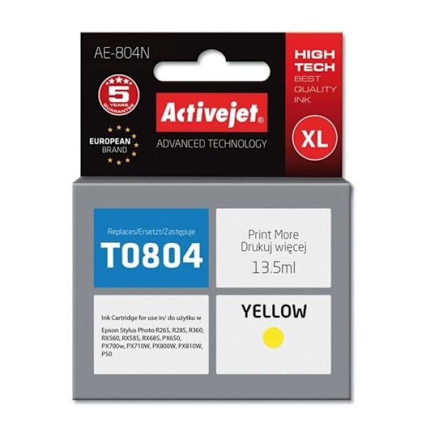 Activejet AE-804N Yhteensopiva mustekasetti Keltainen 1 kpl
